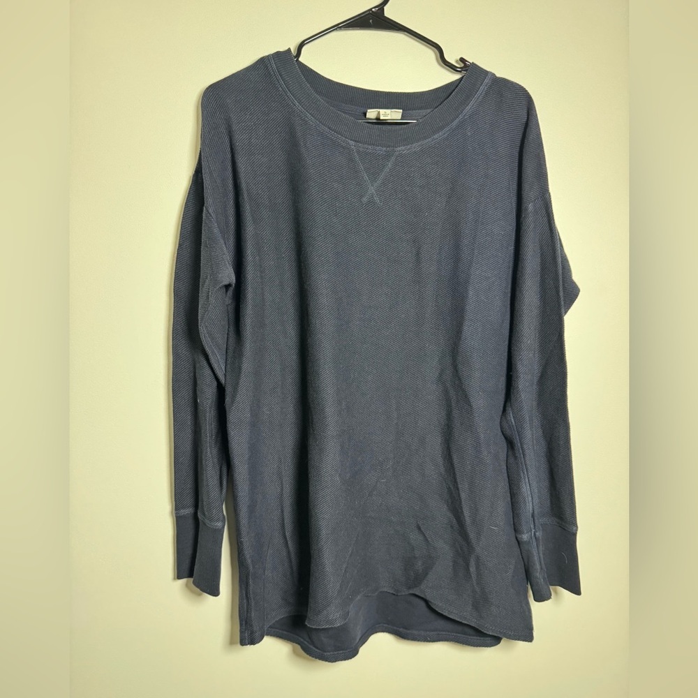 Wonderly Studio Oversized Thermal Knit Sweatshirt Tunic Gray Women’s Small